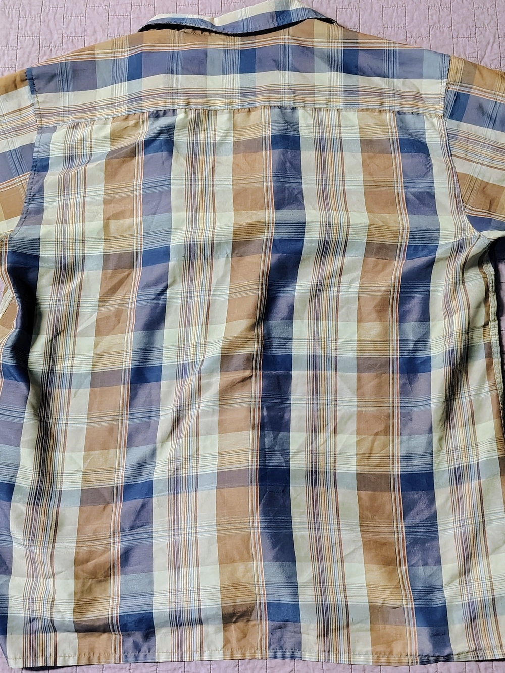 Vintage Scorpio USA Shirt Mens 2XL Brown Blue Plaid Short Sleeve Button Up 90s - Picture 2 of 4